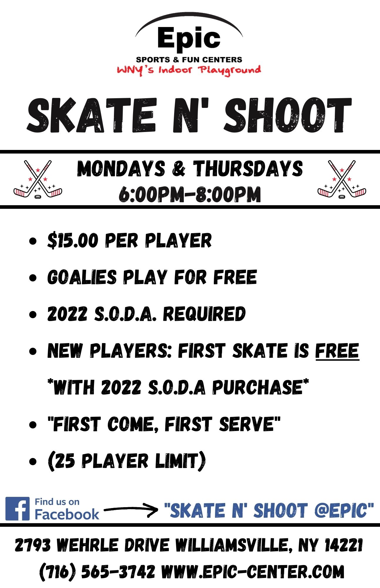 Epic Sports Center Inline Hockey Skate and Shoot